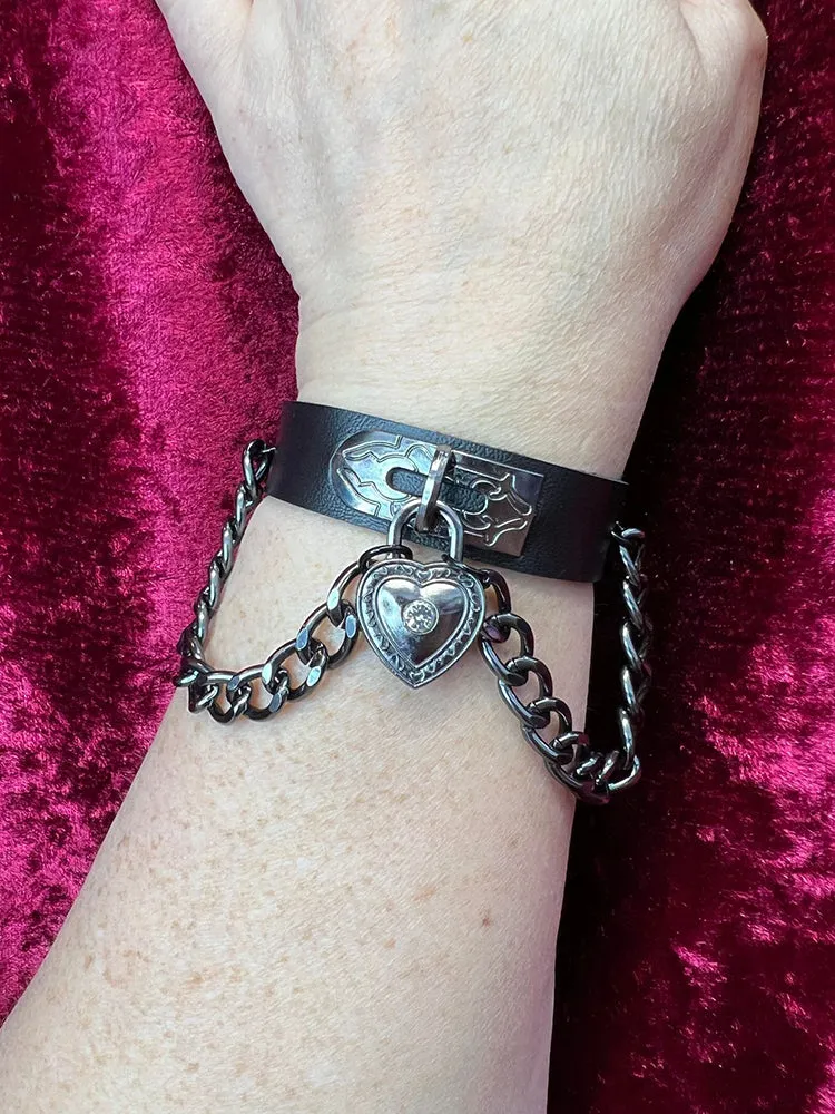 Black Heart Wrist Cuff Bracelet