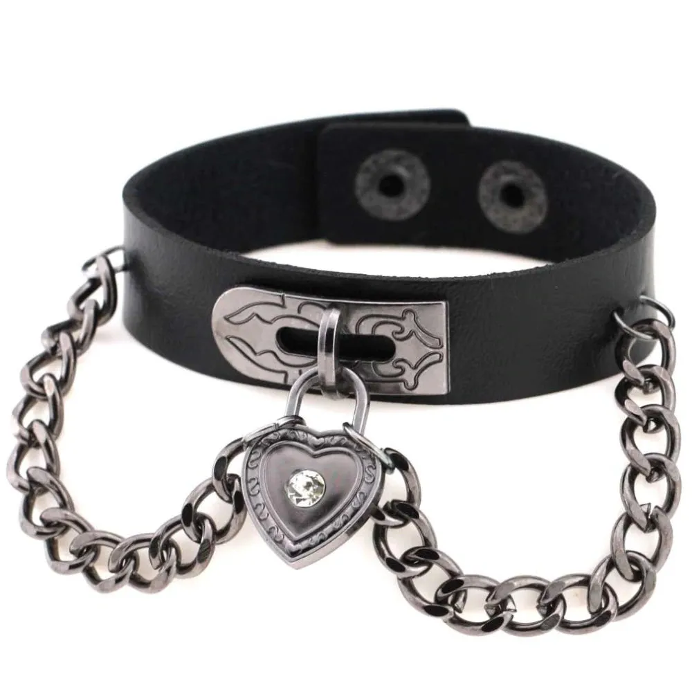 Black Heart Wrist Cuff Bracelet