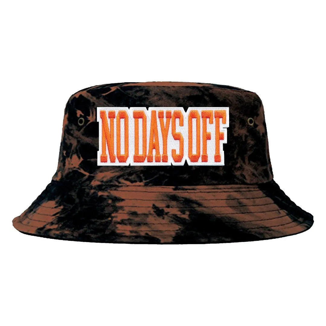 Black No Days Off Patch Bleached Bucket Hat