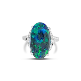 Black Opal & Diamond Estate Ring