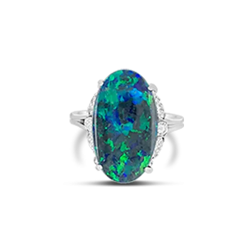 Black Opal & Diamond Estate Ring