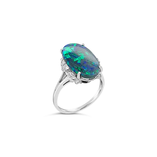 Black Opal & Diamond Estate Ring