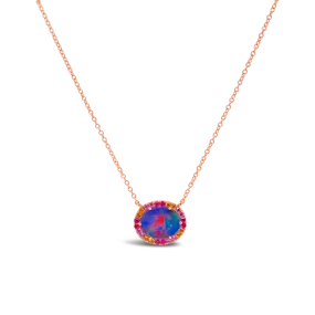 Black Opal Doublet with Rubies & Pink Sapphires Pendant