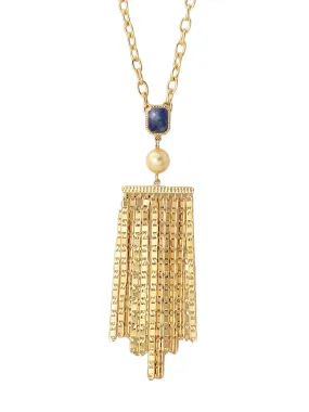 Blue Lapis Goddess Fringe Pendant