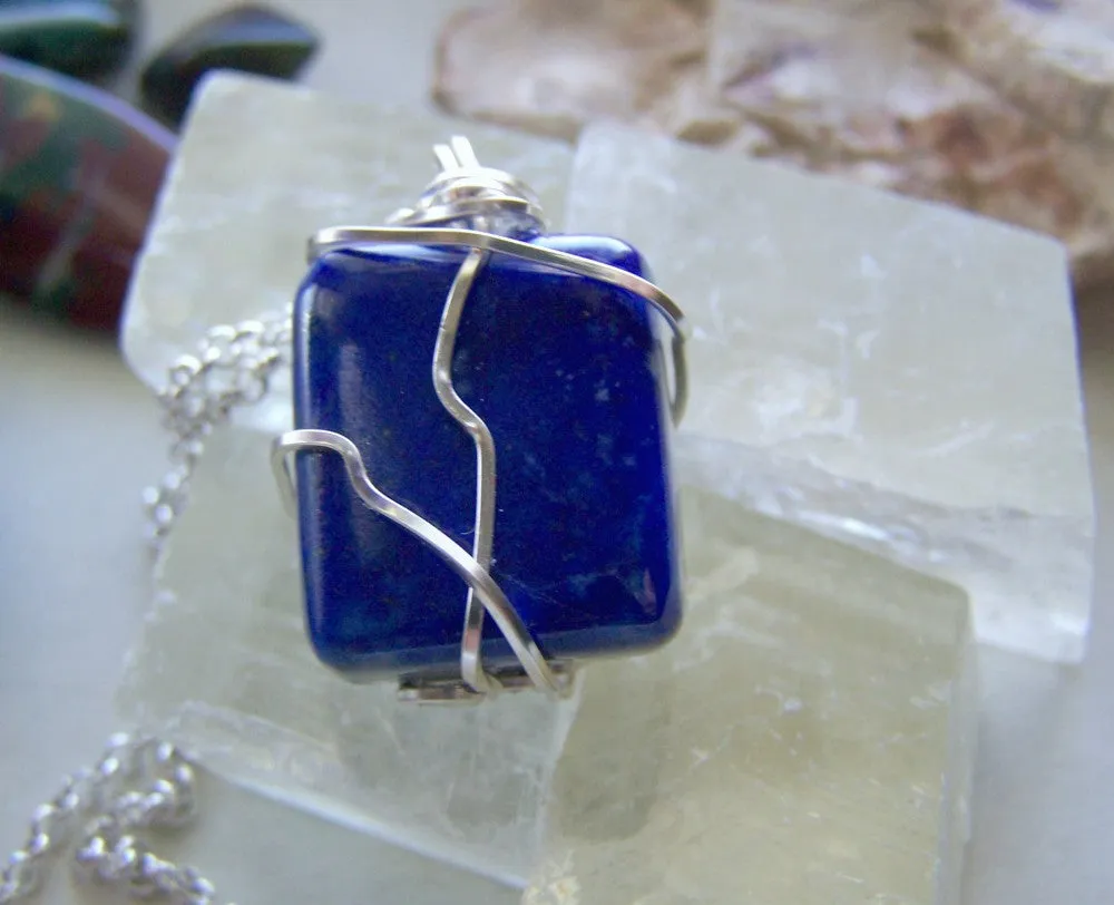 Blue Lapis Lazuli Natural Polished Gemstone Pendant Necklace