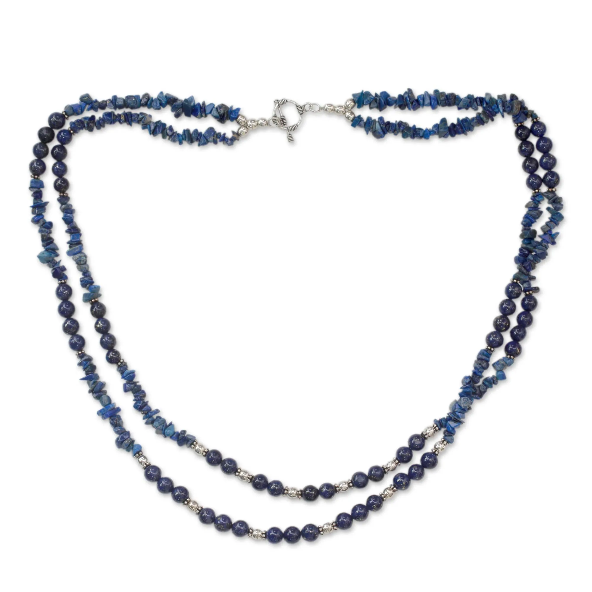 Blue Mystique Handcrafted Lapis Lazuli Double Strand Necklace