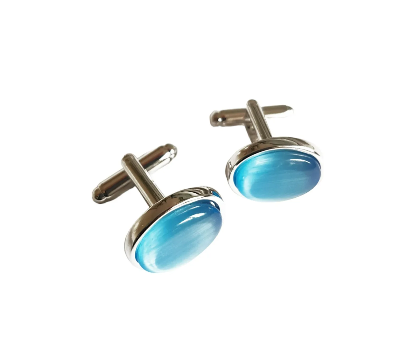 Blue Opal Cufflinks, Silver