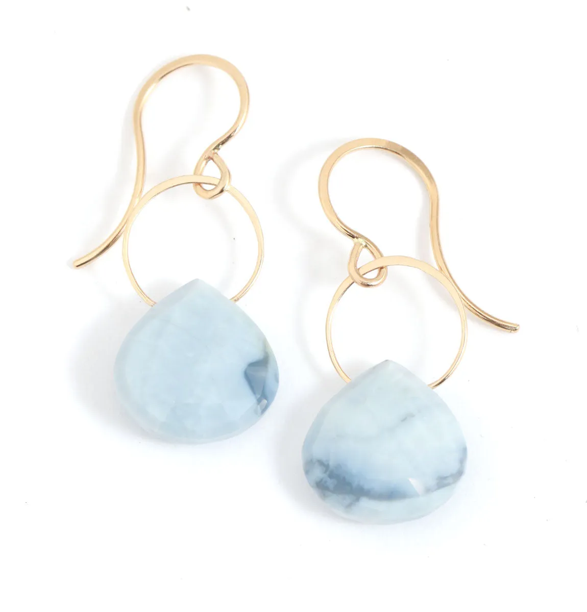 Blue Opal Single Drop Earrings