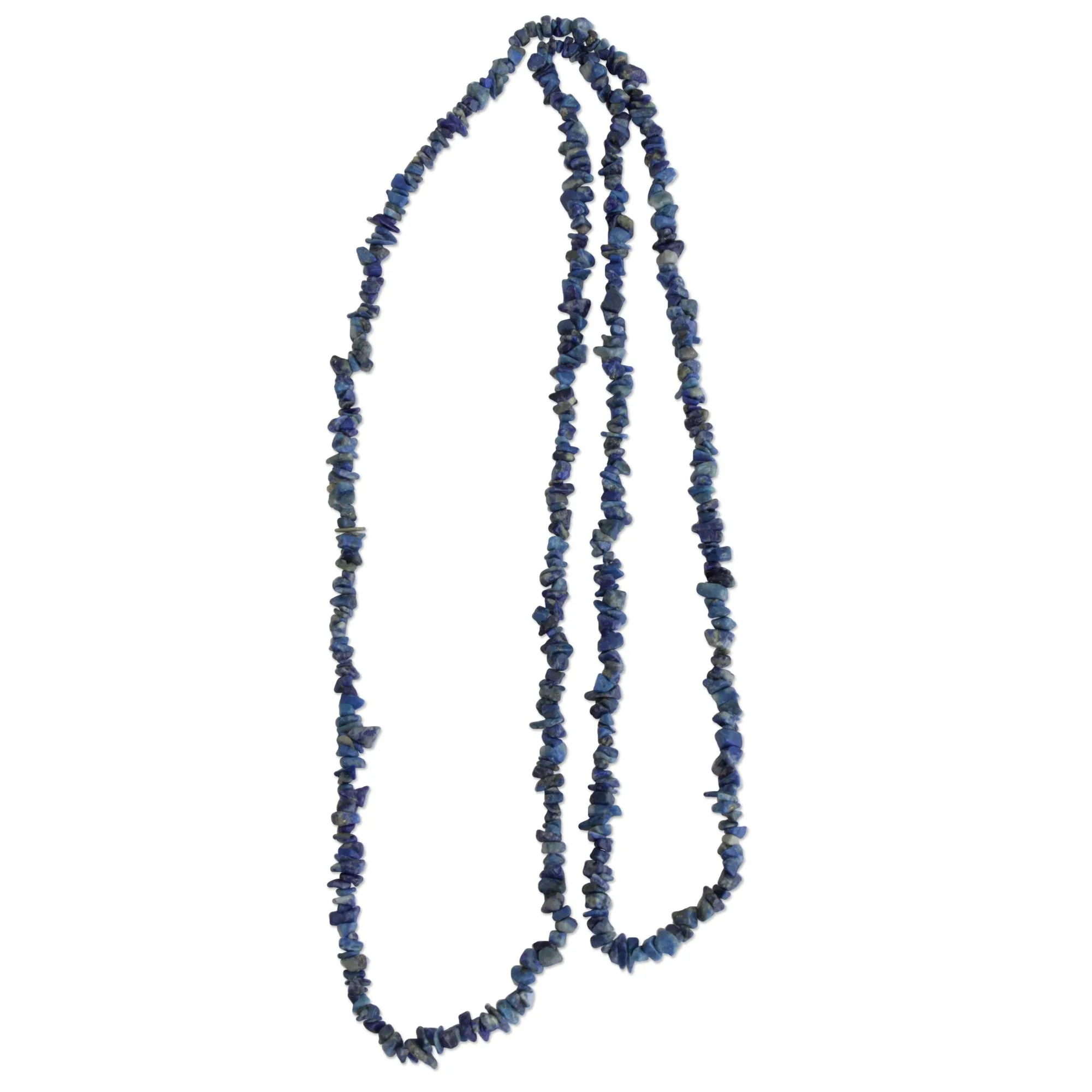 Blue Ridge Lapis Lazuli Beaded Long Necklace from Brazil