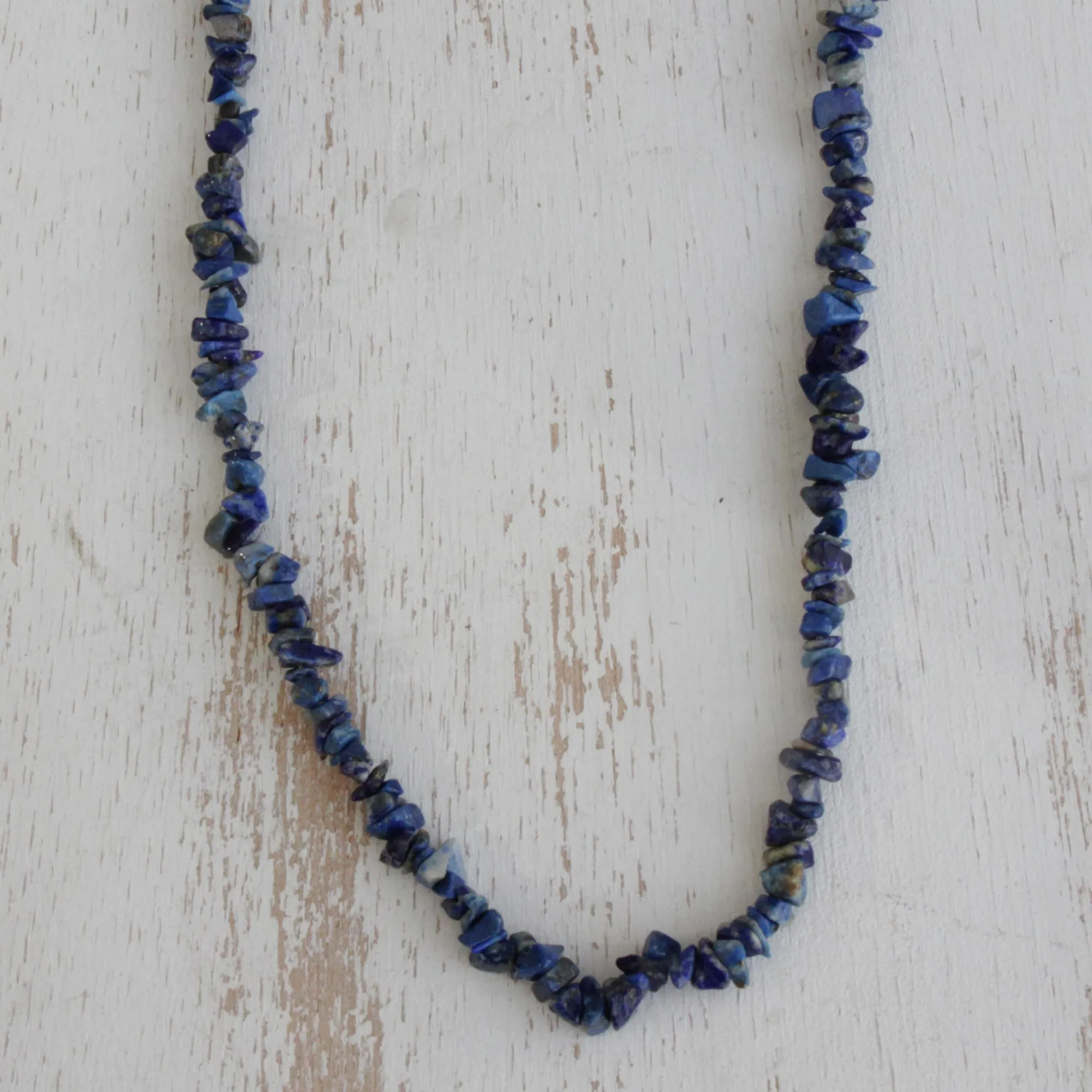 Blue Ridge Lapis Lazuli Beaded Long Necklace from Brazil