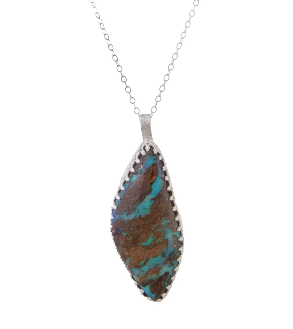 Boulder Opal Necklace in Argentium Silver by Galit