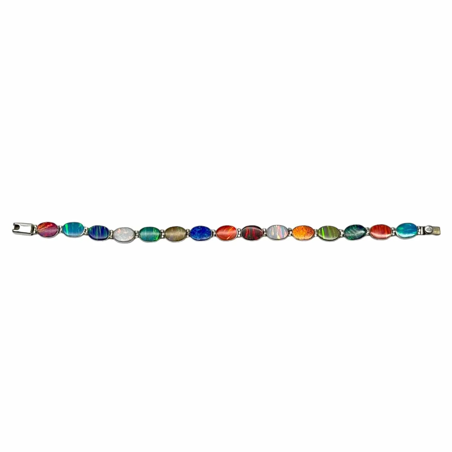 BRACELET 950 Sterling Silver with Multicolored Fire Opals