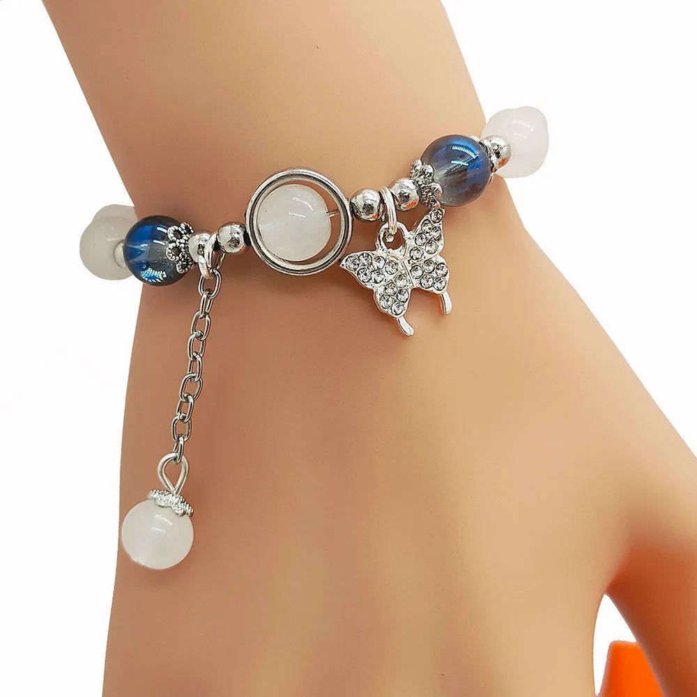 Bracelet Butterfly Special-interest Design Aquamarine Gray Moonlight