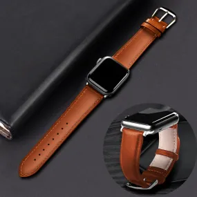 Brown Leather Band Loop Strap For Apple Watch