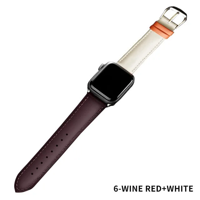 Brown Leather Band Loop Strap For Apple Watch