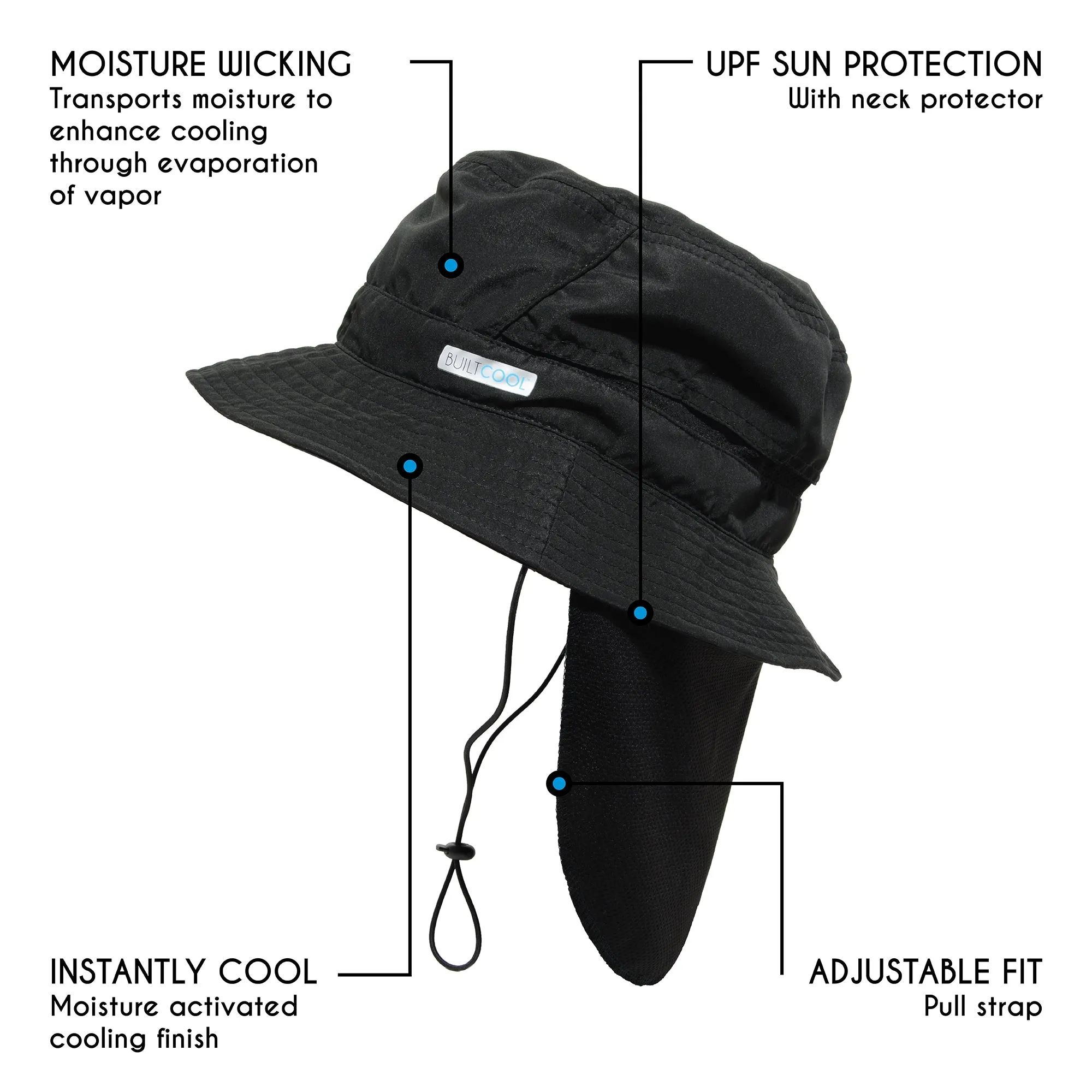 BuiltCool Adult Bucket Cap with Neck Shade