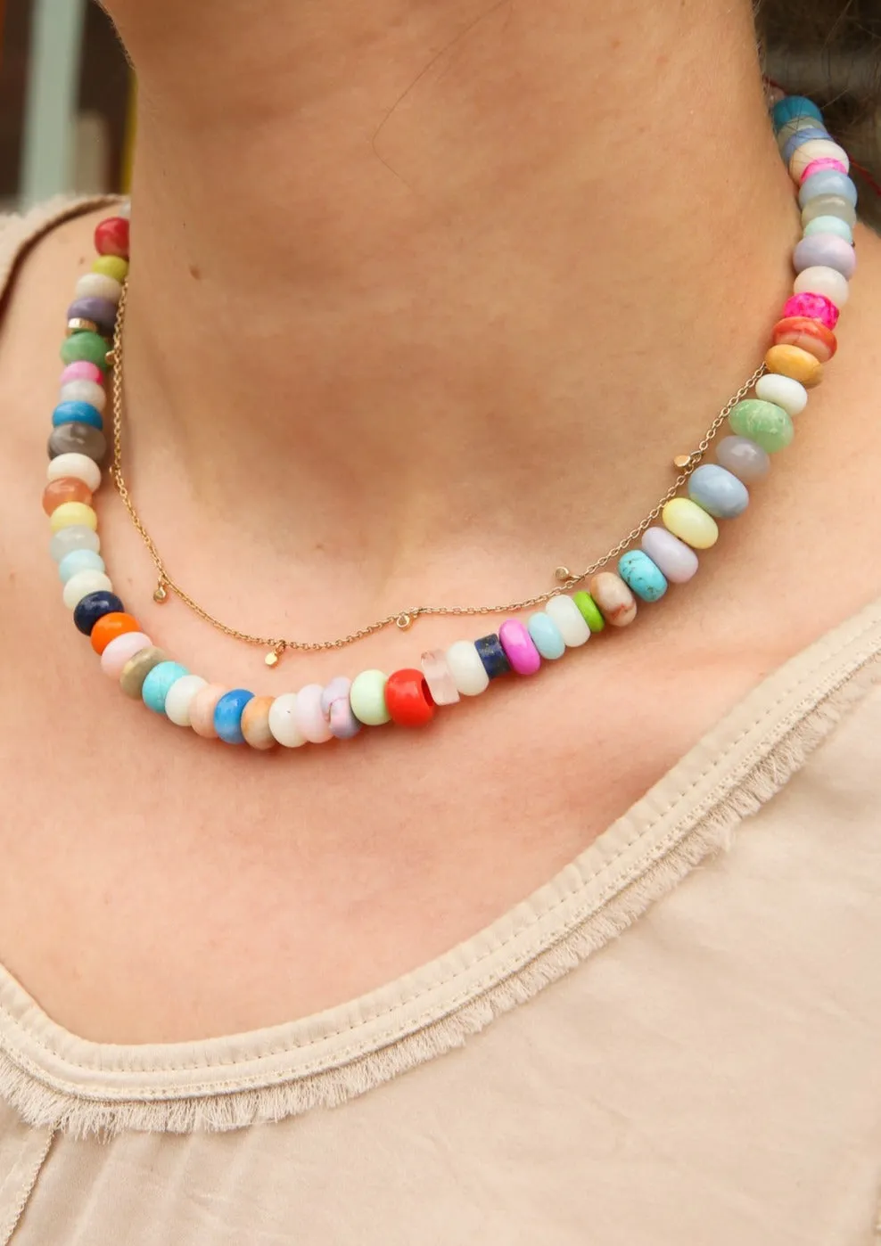 Candy Gem Necklace in Rainbow