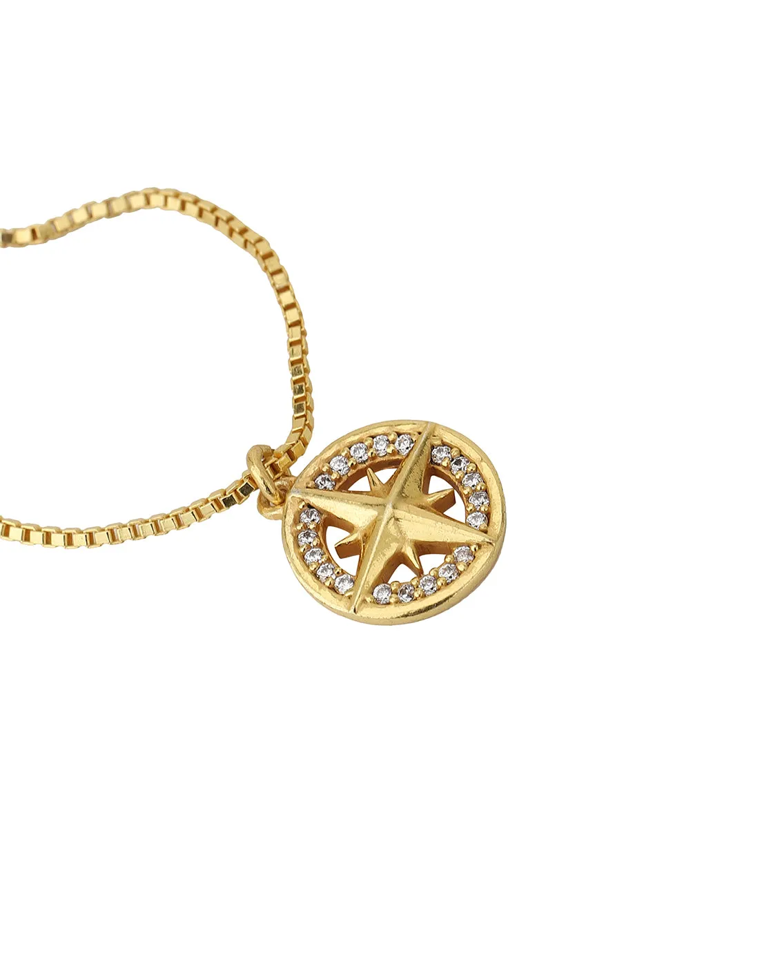 Carlton London Gold Plated Cz Studded Compass Shape Watch Charm For Women