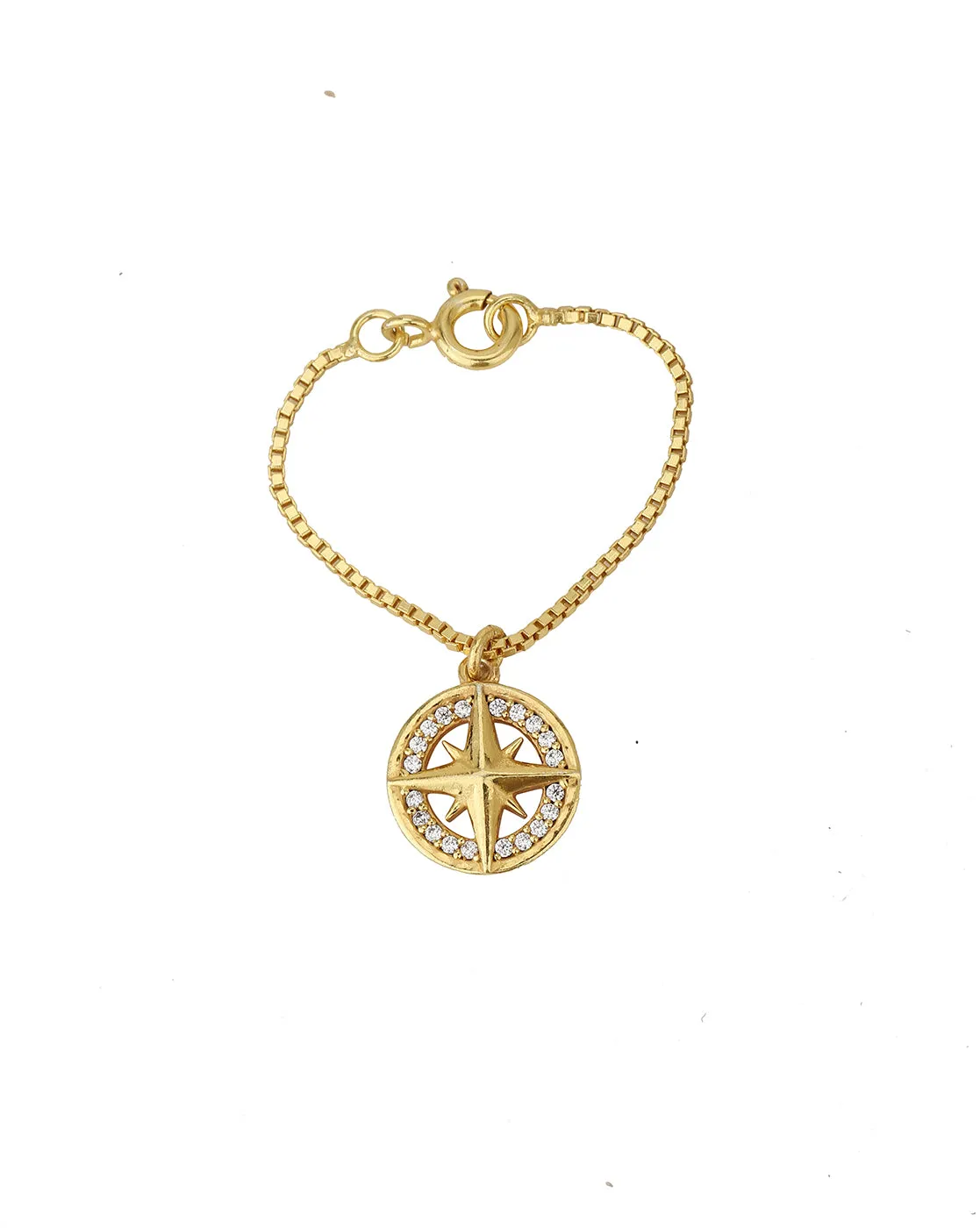 Carlton London Gold Plated Cz Studded Compass Shape Watch Charm For Women