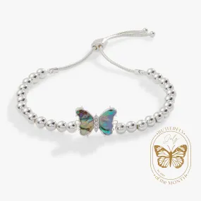 Carved Abalone Butterfly Tennis Bolo Bracelet