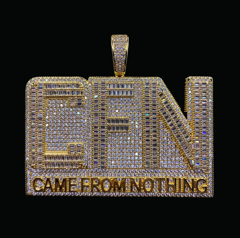 CFN Came From Nothing Iced Out Letter Diamond Pendant Necklace