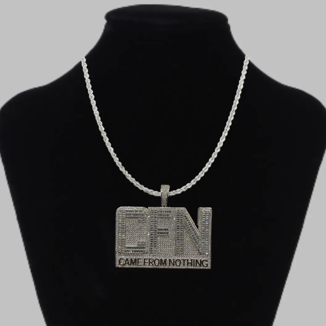 CFN Came From Nothing Iced Out Letter Diamond Pendant Necklace