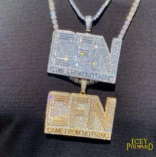 CFN Came From Nothing Iced Out Letter Diamond Pendant Necklace