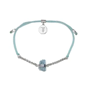 CHAIN & CORD CRYSTAL BRACELET - AQUAMARINE - MINT - SILVER