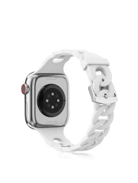 Chain Link Silicone Watch Band - White