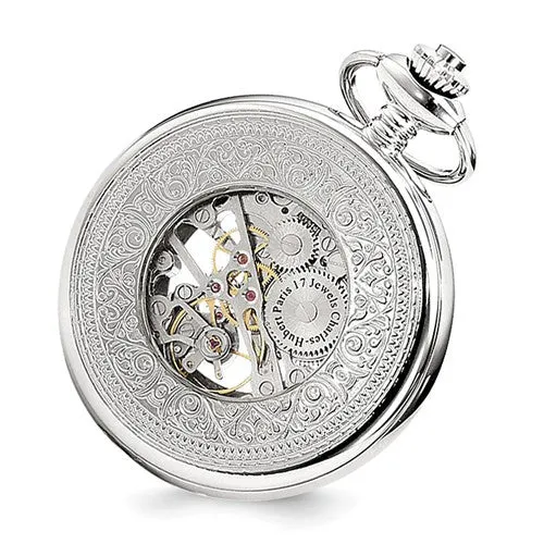 Charles Hubert Chrome-Finish Skeleton Case Pocket Watch