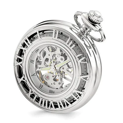 Charles Hubert Chrome-Finish Skeleton Case Pocket Watch