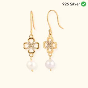 Charming Clove Flower Pearl Drop Silver Earring - From Purl