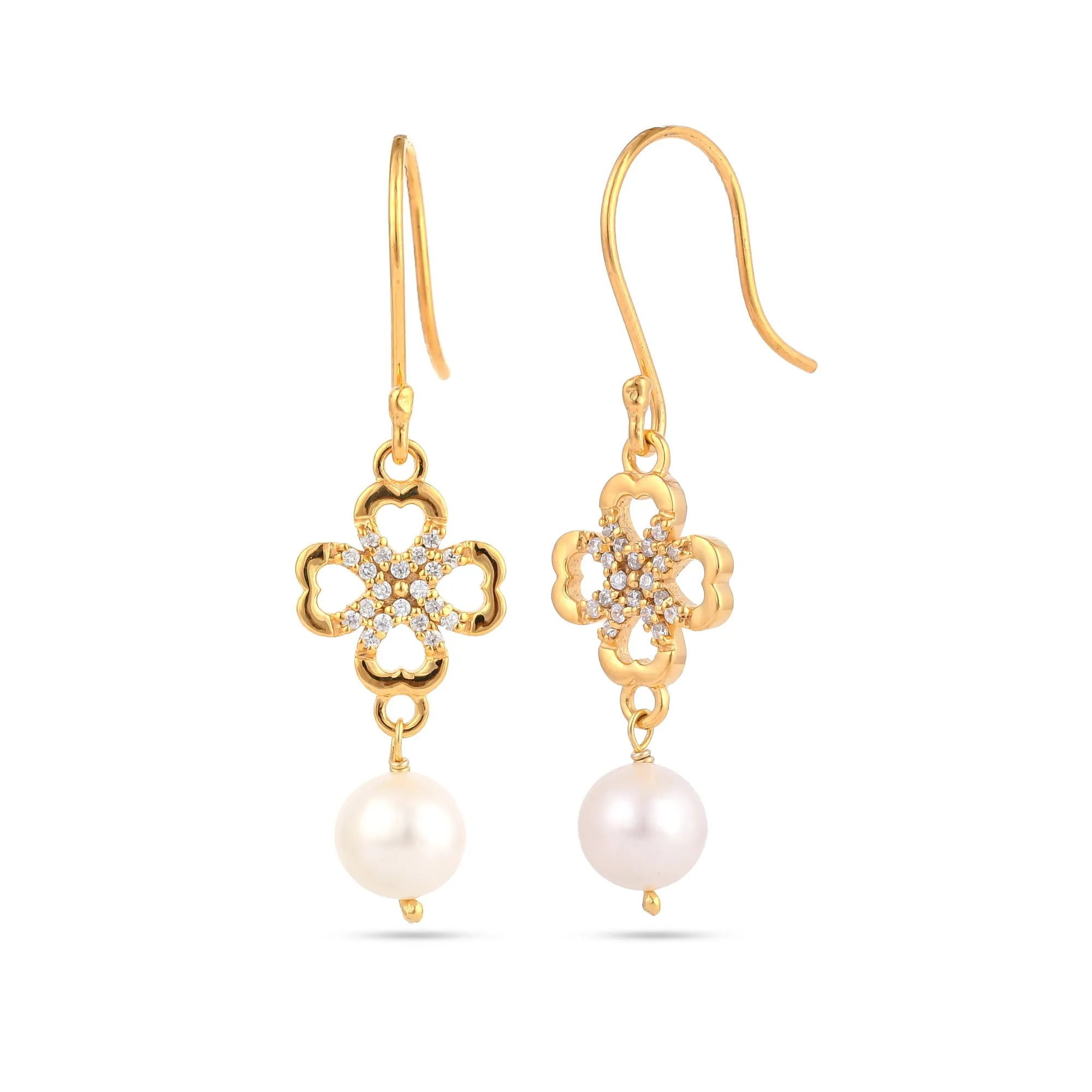 Charming Clove Flower Pearl Drop Silver Earring - From Purl