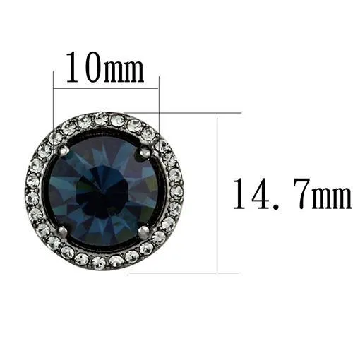 CJE2820 Wholesale Women's Stainless Steel IP Light Black Top Grade Crystal Montana Earrings