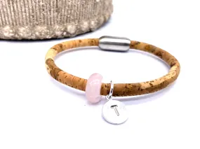 Cork Aromatherapy Bracelet with Personalised Initial and Crystal