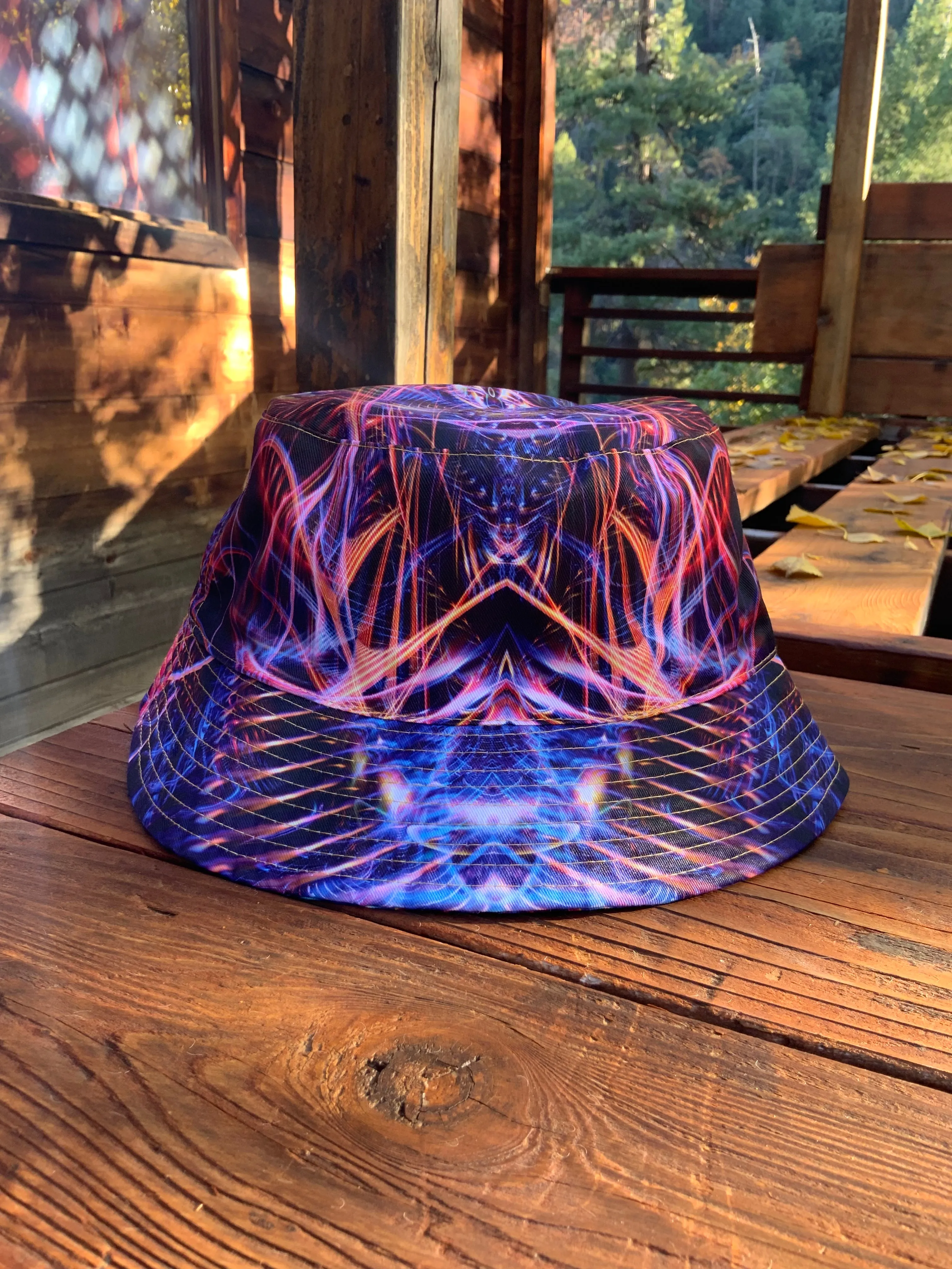 Cosmic Noise/Sound Waves Over Dark Reversible Bucket Hat