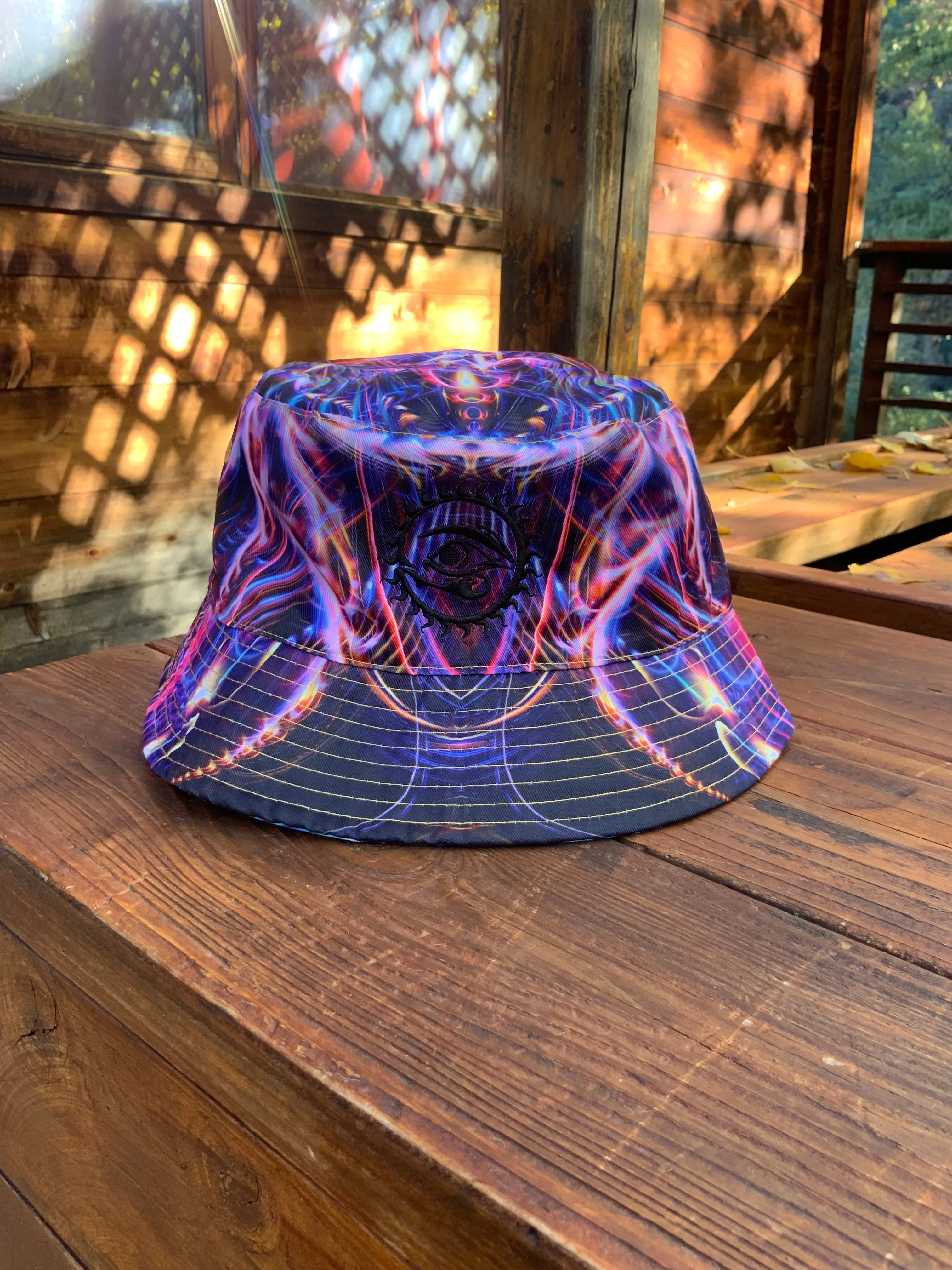 Cosmic Noise/Sound Waves Over Dark Reversible Bucket Hat