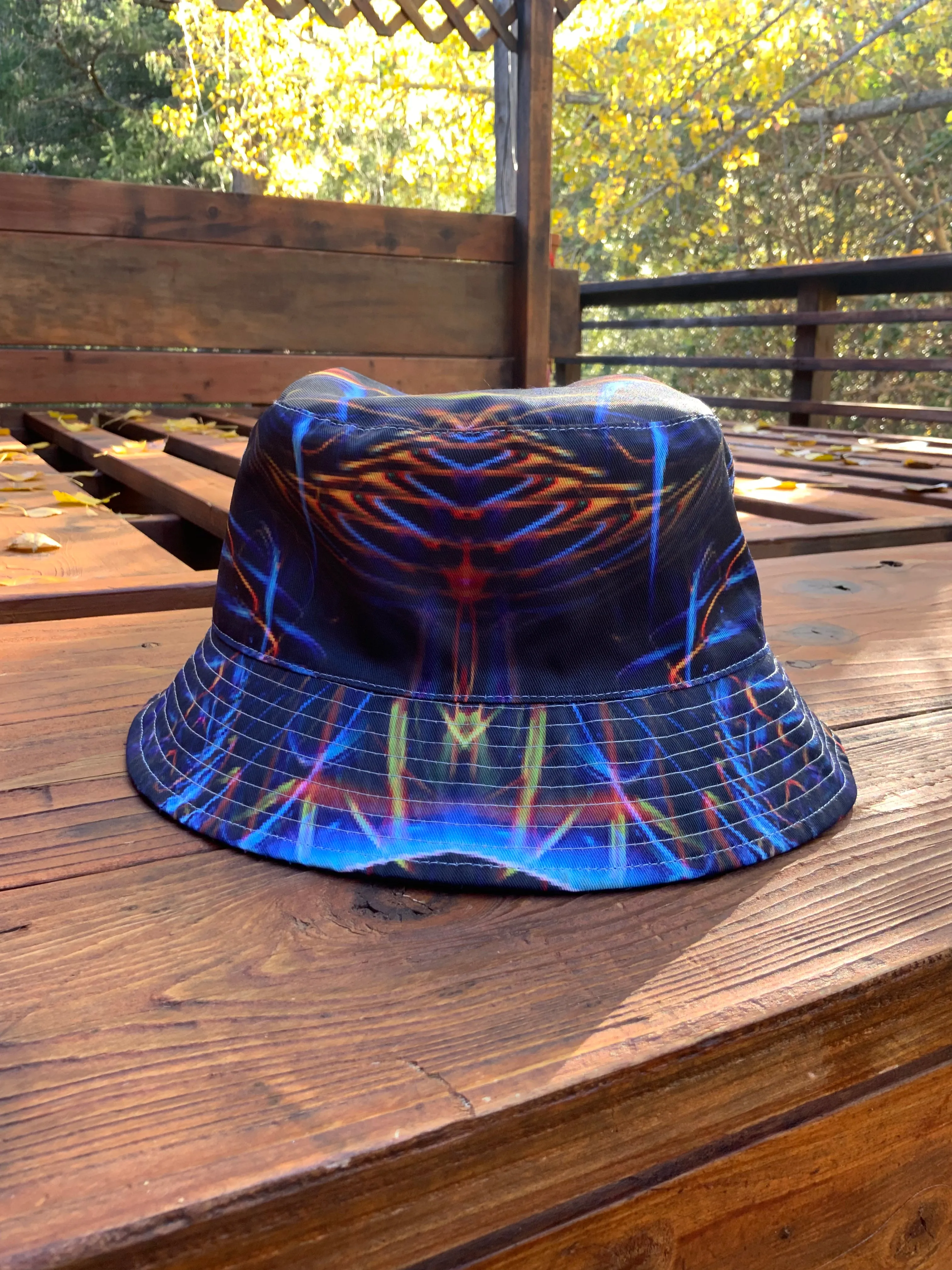 Cosmic Noise/Sound Waves Over Dark Reversible Bucket Hat