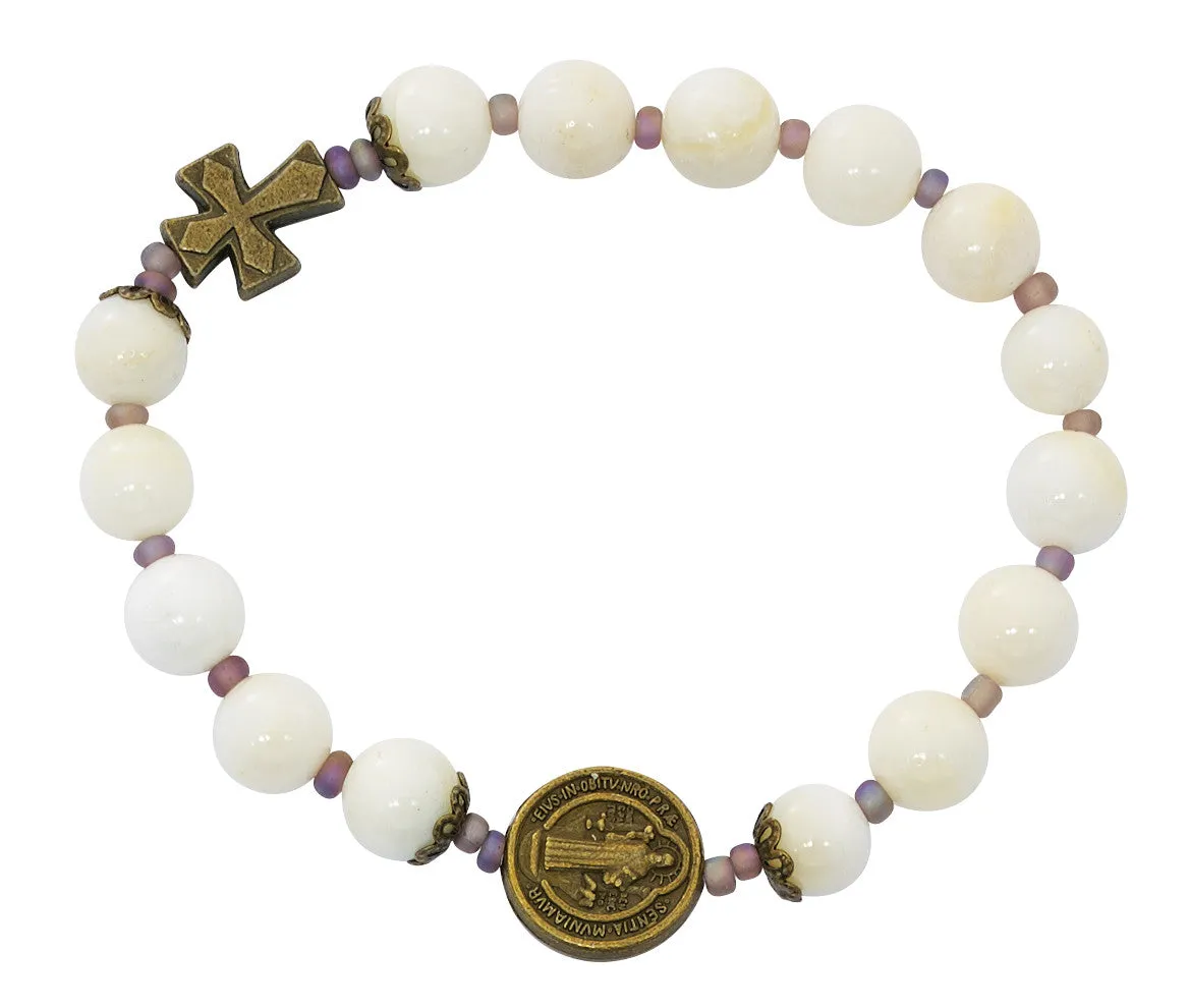 CREAM RIVER PEARL ST. BENEDICT STRETCH BRACELET-BR964C