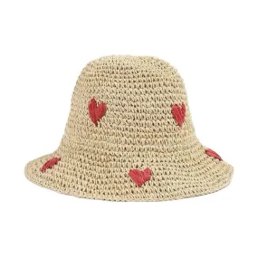 Crochet Bucket Hat Love Heart Cream