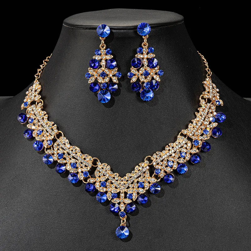 Crystal Necklace  and Earrings Jewelry Set Accessories