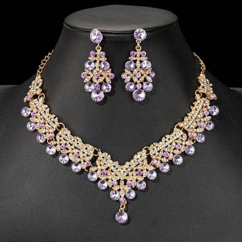 Crystal Necklace  and Earrings Jewelry Set Accessories