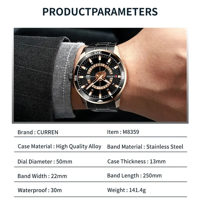 Curren 8359 Wristwatch Watch For Male Men Quartz Watches