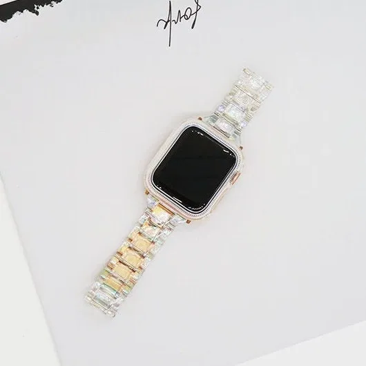 Cute Clear Holographic Apple Watch Band Series 1 2 3 4 5 6 7 8 9 Ultra Generation 38mm 40mm 41mm 42mm 44mm 45mm 49mm Chain Apple Watch Strap