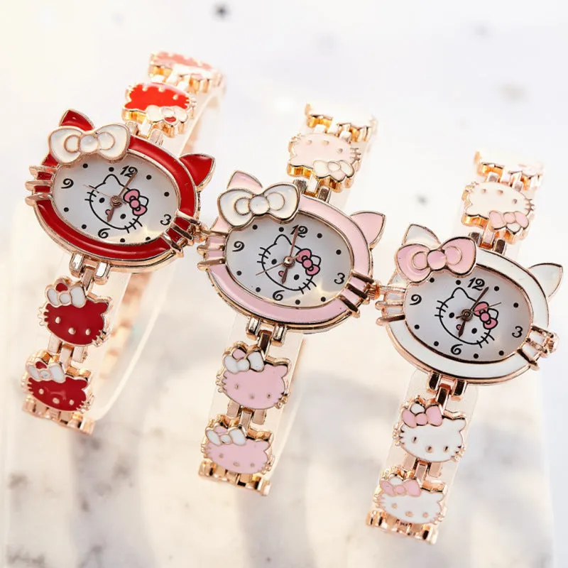 Cute Fashion Children's Watch Student Children Hello Kitty Watch Women's Electronic Quartz Watch