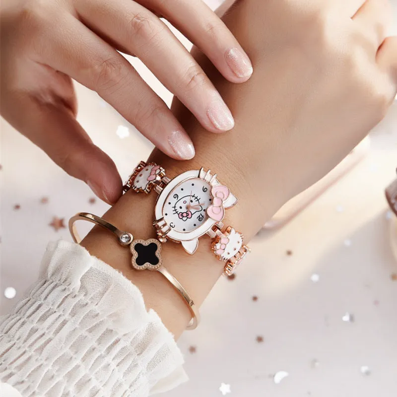 Cute Fashion Children's Watch Student Children Hello Kitty Watch Women's Electronic Quartz Watch