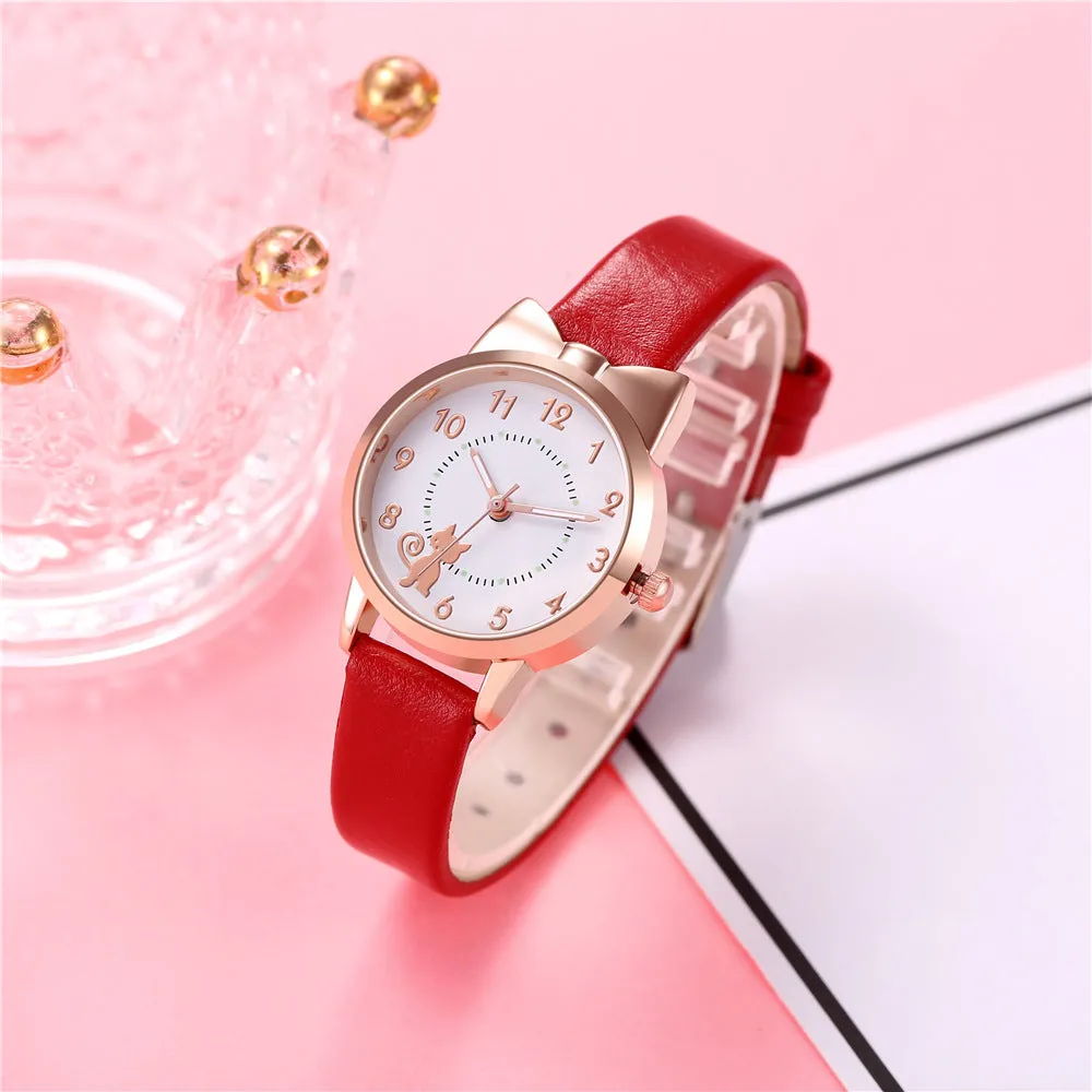 Cute Personality Cartoon Cat Internet Celebrity Luminous Student Watch Women's Quartz Watch Women's Watch