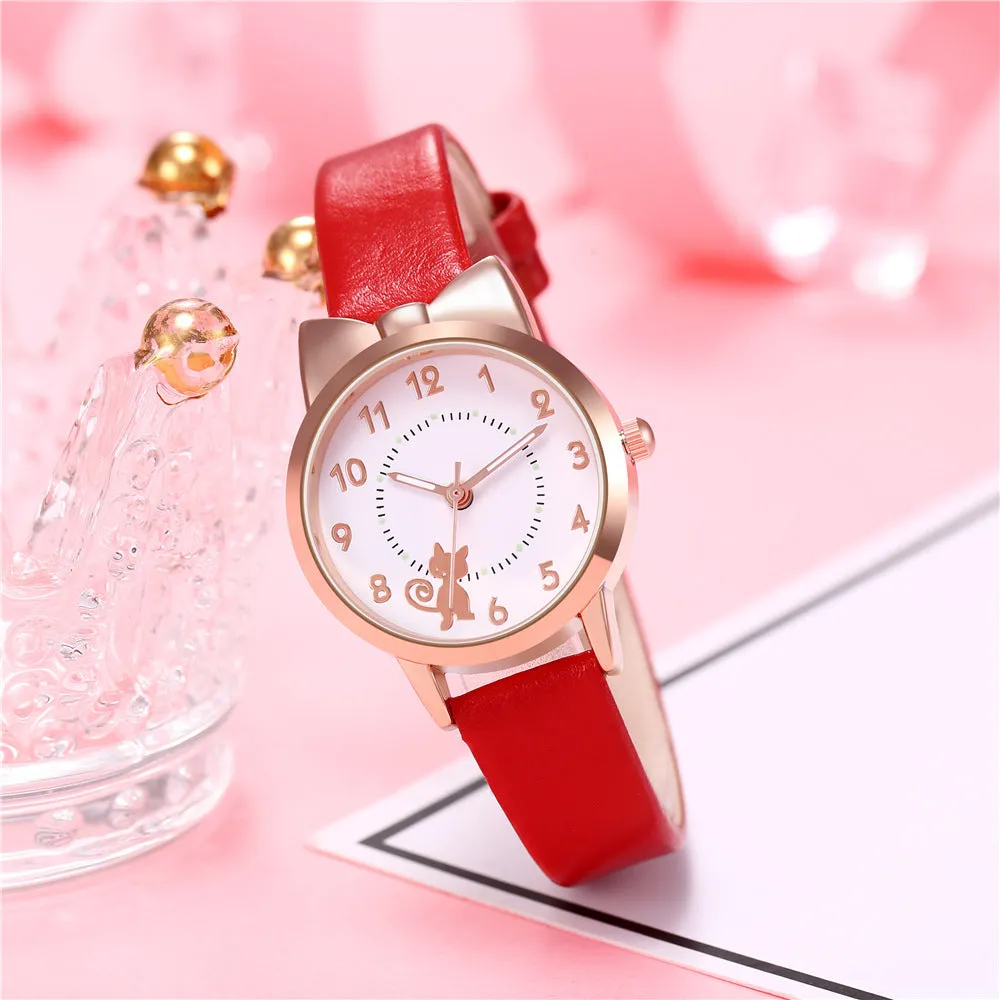 Cute Personality Cartoon Cat Internet Celebrity Luminous Student Watch Women's Quartz Watch Women's Watch