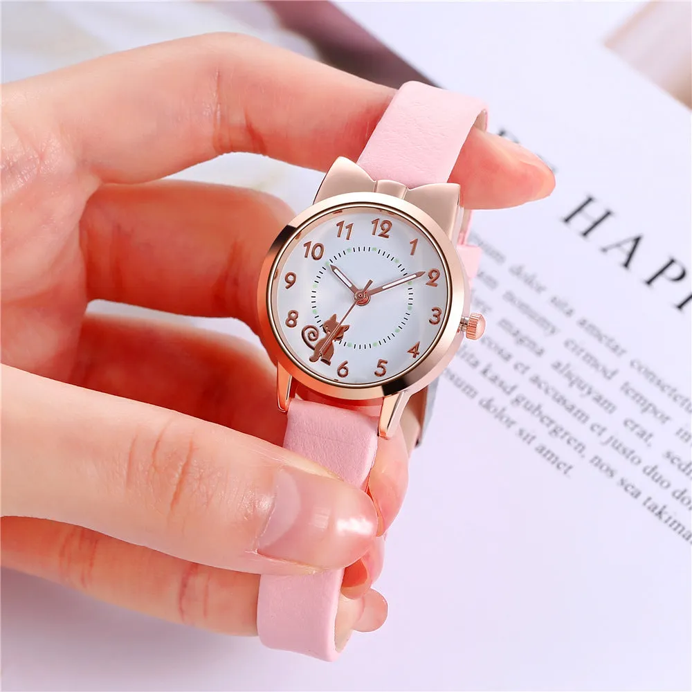 Cute Personality Cartoon Cat Internet Celebrity Luminous Student Watch Women's Quartz Watch Women's Watch