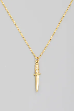 Dainty Knife Dagger Gold Necklace